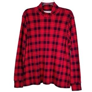 Lands End Plaid Long Sleeve Top Size LP